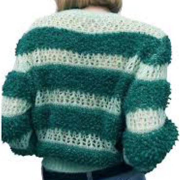 Zara Sz M Green Crew Neck Wool Blend Knit Jacket - Picture 2 of 16